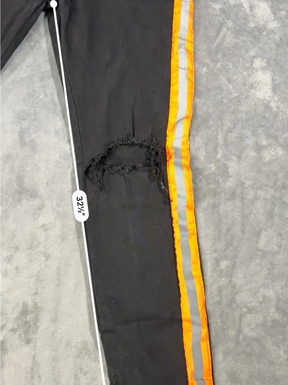 Black NovaMen’s Skinny Jeans with Orange Reflective Side Stripes